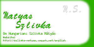 matyas szlivka business card